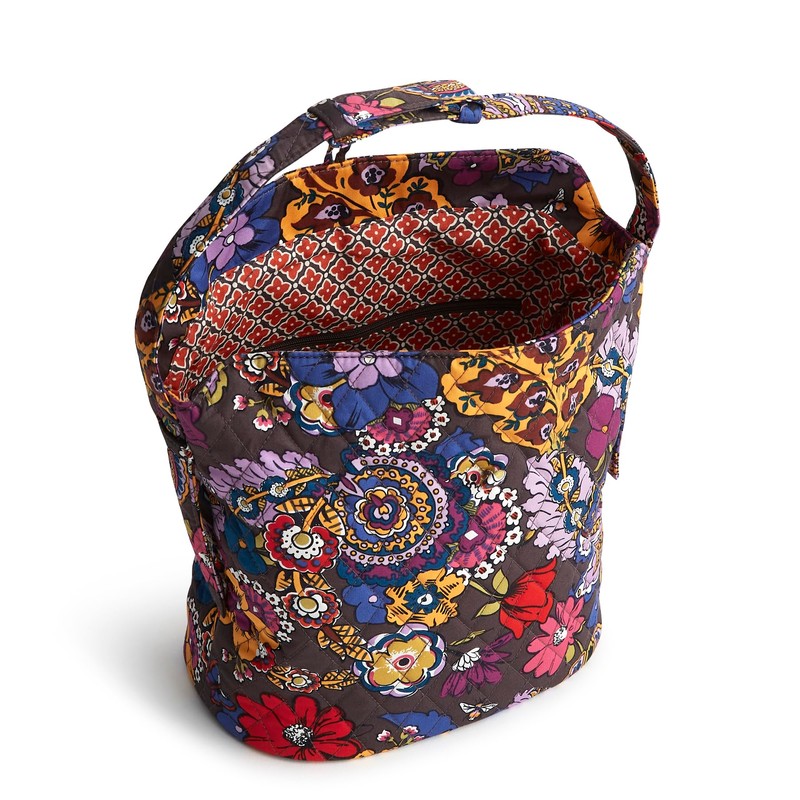 Vera Bradley Women's Premium Cotton Astoria Shoulder Bag, Colorful Bouquet,