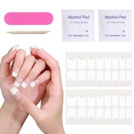 SSKHE Set of Semi-cured Gel Wipes, 20 French Nail Stickers, French Nail Stickers, Nail Stickers, Phototherapy Manicure