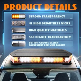 Nrgedzam 1PCS LED Rooftop Emergency Strobe Lights, Flashing Lights for Vehicles, Emergency Beacon Caution Safety Warning Light bar with Magnetic Strobe Lights for Trucks Trailer Snow Plow ATV Car