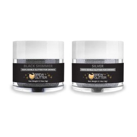 Bakell's Black & Silver Brew Glitter Combo Pack (4 Gram, 2X Jars) | Striking Edible Glitter Duo for Sophisticated Beverage Decor!