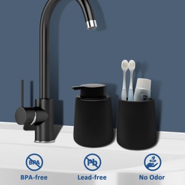 TOOZFO Soap Dispenser Ceramic with Easy-to-Press Pump Hand Lotion Liquid Dispenser for Shampoo Bathroom Kitchen 12 oz Black