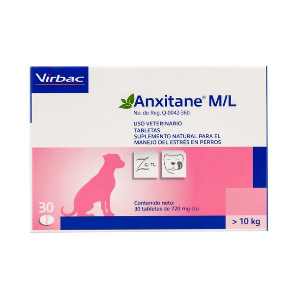 Virbac|Anxitane M/L Suplemento Natural en tabletas palatables (deliciosas) para el