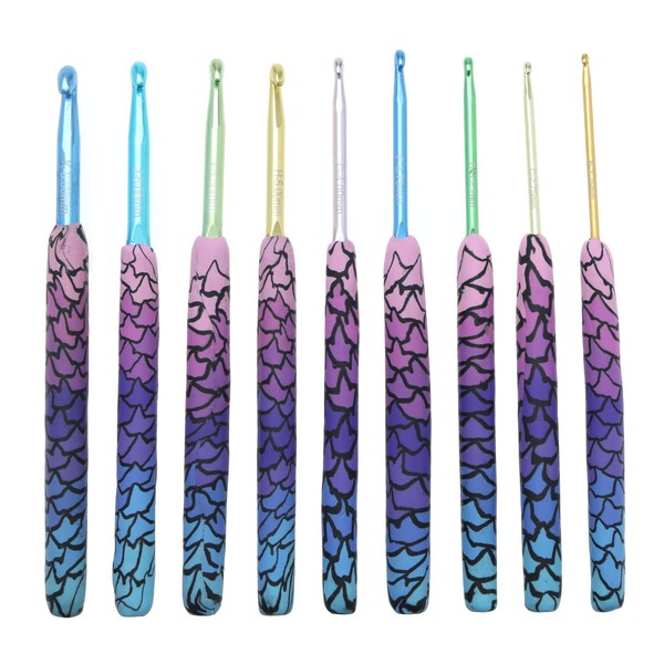 EMSea 9PCS Mermaid Crochet Hooks Set Extra Long Crochet Needles