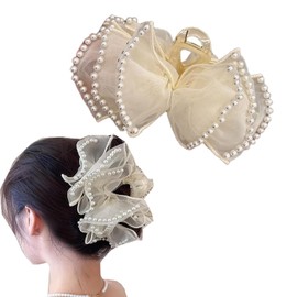 HAPVITAL Hair Ornament, Hair Clip, Office, Simple, Hair Accessory, Cute, Large, Clip, Brand, Popular, Korean Style (White)