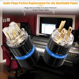 Monosaudio HiFi Power Plug Pure Copper 15A/125V 10A/250V IEC C13/C15 Power Connector Hi-end Audio Power Plug for DIY Audiophile Power Cord HiFi Audio AC Power Cable(Gold Plated)（M105G/F105G）