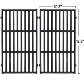MONIBAQ Cast Iron Grill Grates for Weber Spirit 200 Spirit II 210 Series, 17.5 x 10.2 inch Cooking Grids for Weber Spirit E-210 S-210 E/S-220 w/Front-Mounted Control Panel(2013-Newer, Set of 2)