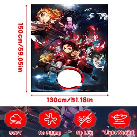 WKxinxuan Demon-Slayer Blanket, Demon-Slayer Cuddly Blanket Children, Demon-Slayer Flannel Blanket Warm Blanket Fluffy Girls Demon-Slayer Soft Fluffy Blanket Gift for Children Fans
