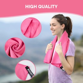 Rorola Microfiber Camping Towel, Travel Towel, Quick Dry Towel, Beach Towel, Lightweight Sport Towels [2-Pack] for Gym Sport Yoga Golf Camping Swimming Hiking Backpacking, Set 30*60'' & 16*32''Rose