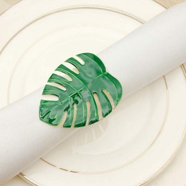 BESTOYARD Palm Leaves Napkin Ring Christmas Napkin Rings Green Leaf Napkin Holders Serviette Buckles Dining Table Decoration Holiday Wedding Tropical Party Supplies 4pcs