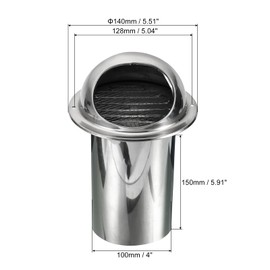 PATIKIL 4" Round Soffit Air Vents, 304 Stainless Steel Louver Grille Vent Cover Screen Mesh Grill Hood for Kitchen Bathroom Wall Ceiling Floor Ventilation