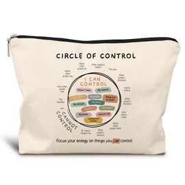 LIANGW Circle of Control Mental Health Makeup Bag, Mental Health Gifts, Positive Thinking Daily Affirmation, Mental Health Awareness Gift, Therapy Matters Cosmetic Bag for Mental Health