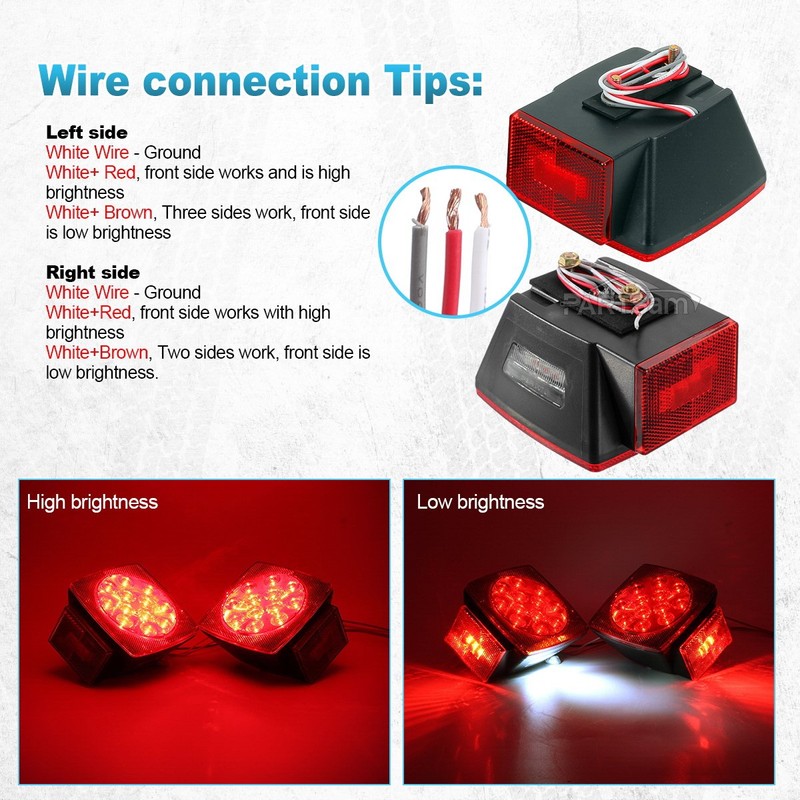 Partsam Submersible Under 80" LED Trailer Light Kit,Square Stop Turn