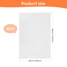 Xugoox 6pcs Plastic Mesh Canvas Sheets, Clear Mesh Screen for Embroidery Making Cross Stitch Canvas Yarn Crafting, 11.81x7.87 Inch