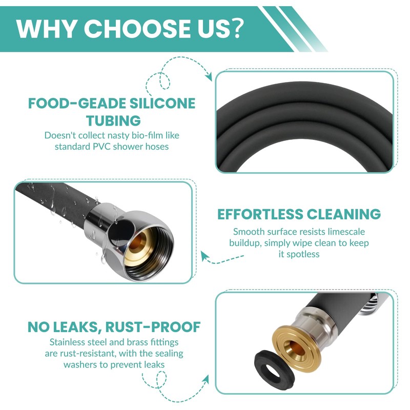 DLYYPLUS Silicone Shower Hose, Ultra-Soft Flexible Handheld Shower Head Hose