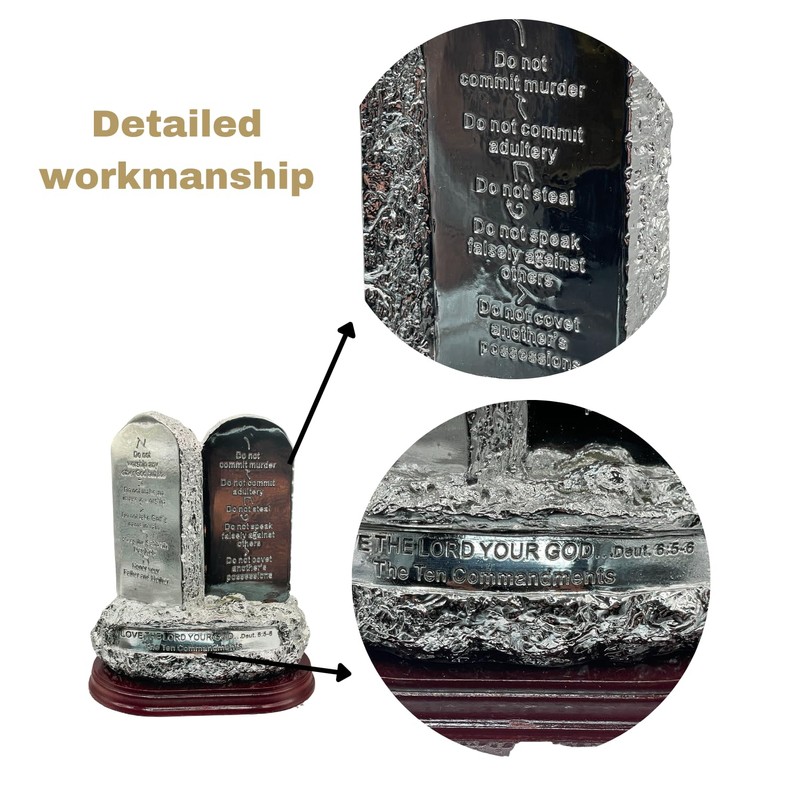 3 ARCHES USA Ten Commandments Silver Decor, Stone Design Replica