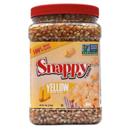 Snappy Yellow Popcorn Kernels for Popping with Popcorn Machine, Air Popper or Stove Top, 4 lb. Resealable Jar