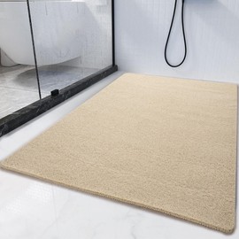 HOMBYS 47 x 32 Extra Large Shower Mat for Shower Stall Tub, Non Slip Bath Mat Bathroom Accessories, PVC Loofah Mats for Shower and Bathroom, Quick Drying, Khaki