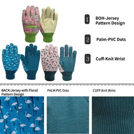 MSUPSAV 3 Pairs Kids Gardening Gloves,Garden Gloves for Children,Yard Work Gloves,Gifts,Cute Pattern,Age5-6,Medium