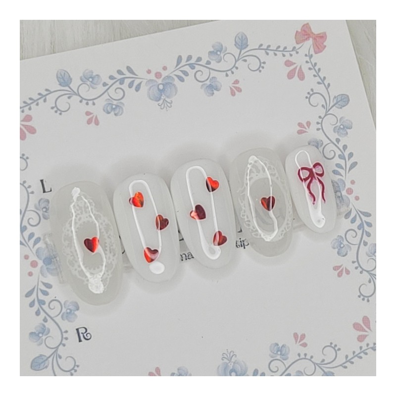 Signal Heart Handmade Nail Tips - Oval M / 시그널
