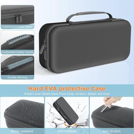 Carrying Case for Steam Deck Console & Accessories, Protective Hard Travel Carrying Storage Bag with Handle for Travel and Home Storage, Built in SD Card Slot & Stand (Dark Gray)