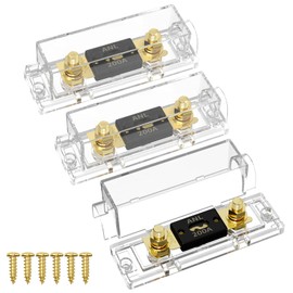 Joinfworld 200 Amp ANL Fuse Holder with 200A ANL Fuse, ANL Fuse Block 0/2/4 Gauge for Car Audio System - 3 Pack