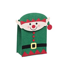 C&F Home Green Elf Shaped Felt Reusable Gift Bag with Flap Closure, Small, 9.0L x 6.9W x 4.0H-in Green