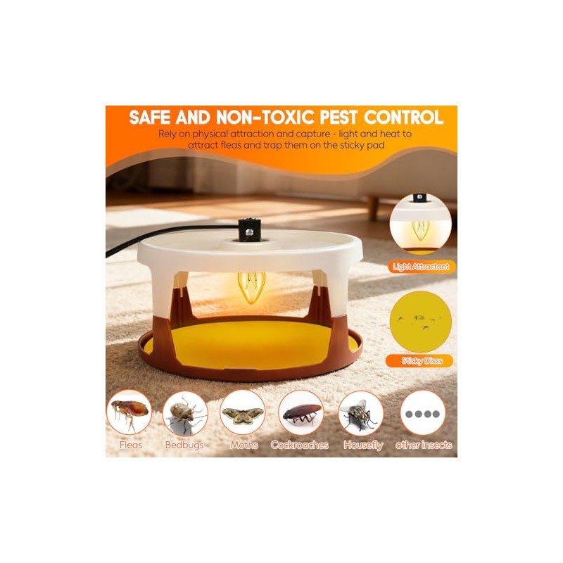 Flea Traps for Home Indoor, 2 Pack Flea Killer with