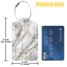 EOBKLAX 2 Pack Abstract Marble Luggage Tag for Suitcases Marble with Gold Veins PU Leather Bag Travel Suitcase ID Identifier Baggage Tags for Women Men Travel