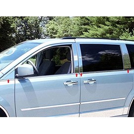 707Motoring Stainless Polished Chrome Pillar Post Trim 8PC, Compatible with Dodge Grand Caravan 2008-2020 (4-Door, Minivan)