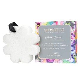 SPONGELLÉ Lavender Bathing Sponge with Built In Body Wash Exfoliating Loofah Tool