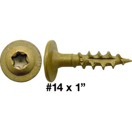 Jake Sales #14 x 1" Construction Lag Screw Torx/Star Drive Heavy Duty Structural Lag Screw Far Superior to Common Lag Screws (100 Screw Count) Exterior Coated - ACQ Compatible Wood Screws
