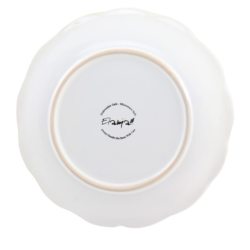 Elama Countess 16 Piece Embossed Double Bowl Stoneware Dinnerware Set