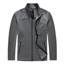 MoFiz Mens Activewear Full Zip Sweatsuit Long Sleeve Warm Sports Suit for Winter Gym Training Athletic Apparel Sets Deep Grey L