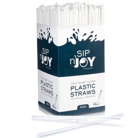 Crystalware GTWSC4300 Plastic Giant (Jumbo) Straws Individually Wrapped 10-1/4", Clear, 300 per Box