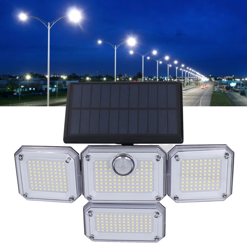Solar Outdoor Street Light 4 Rotating Head Flexible Foldable IP64