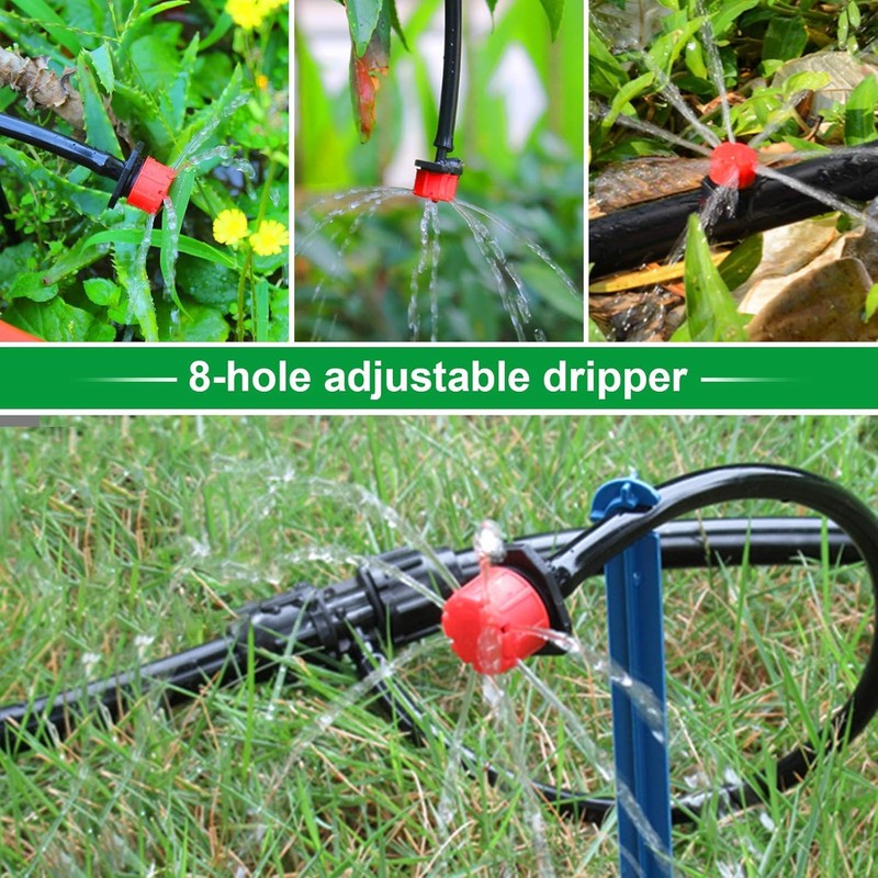 Rolcoassuns 100Pcs 1/4 Inch Adjustable Irrigation Drippers, 360° Micro Drip