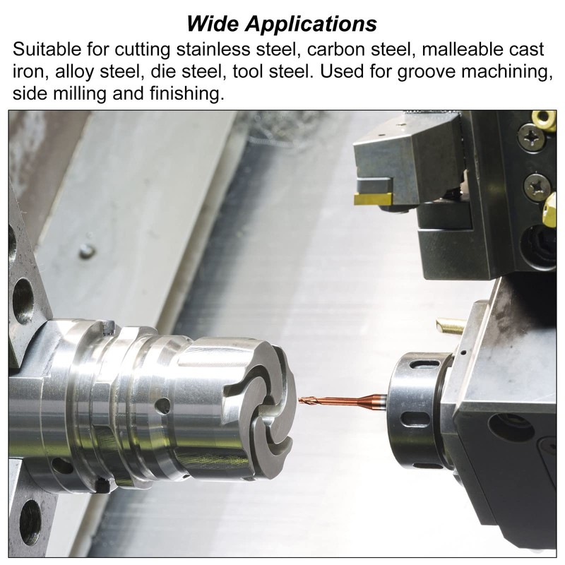 sourcing map Square Nose End Mill, 1mm Solid Carbide AlTiSin
