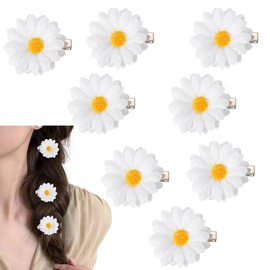 Daisy Hair Clip for Women Flower Hair Barrettes Pin for Girls Sunflower Hair Clip for Women Daisy Hair Accessories for Little Girls Floral Hair Clips for Women Wedding Daisy Alligator Hair Clips 8PCS