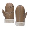 Men Winter Mittens Shearling Sheepskin Fur Lined Leather Mittens,Camel,L