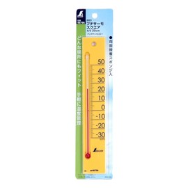 Shinwa Sokutei 48796 Petite Thermometer, Square, Yellow, 7.9 inches (20 cm)