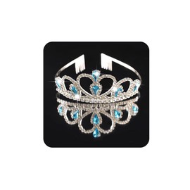 Yheahin Silver Crystal Princess Tiara with Combs Elegant Rhinestone Queen Crown Bride Wedding Prom Birthday Party Headpiece Costume Hair Accessories for Girls Kids Women, Standard size, Alloy, Crystal