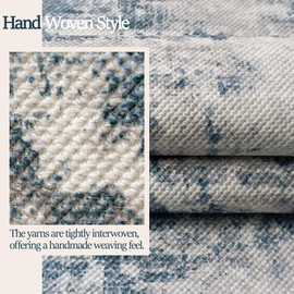 TTelephant Runners for Hallways Ultra Non-Slip 2x10 Long Runner Rugs Washable Abstract Tear and Stain Resistance No Pile Lightweight Modern Rug Runners for Entryway, Kitchen, Walkway, Entrance, Blue