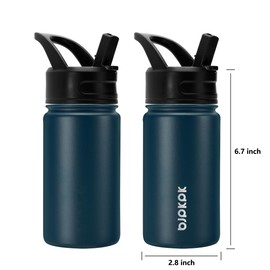 BJPKPK - Botella de agua con tapa de popote, botella de agua aislada de 15 onzas, botellas de agua de metal de acero inoxidable, termo reutilizable a prueba de fugas, sin BPA, frasco, tazas, macarrón,