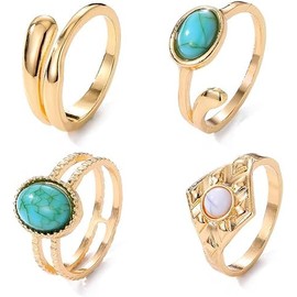 Stocking Stuffers Holiday Outfits for Women 2024 Jade Rings for Women Gemstone Ring Set Open Adjustable Rings Boho Knuckle Ring Sets Good Luck Midi Finger Rings Jewelry Gift for Her