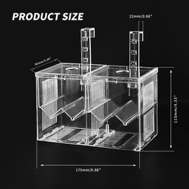 Breeder Box for Fish Tank, Acrylic Fish Isolation Box Hanging Aquarium Hatchery Tank, Transparent Hatching Incubator Box for Clownfish Guppy Newborn Baby Fishes
