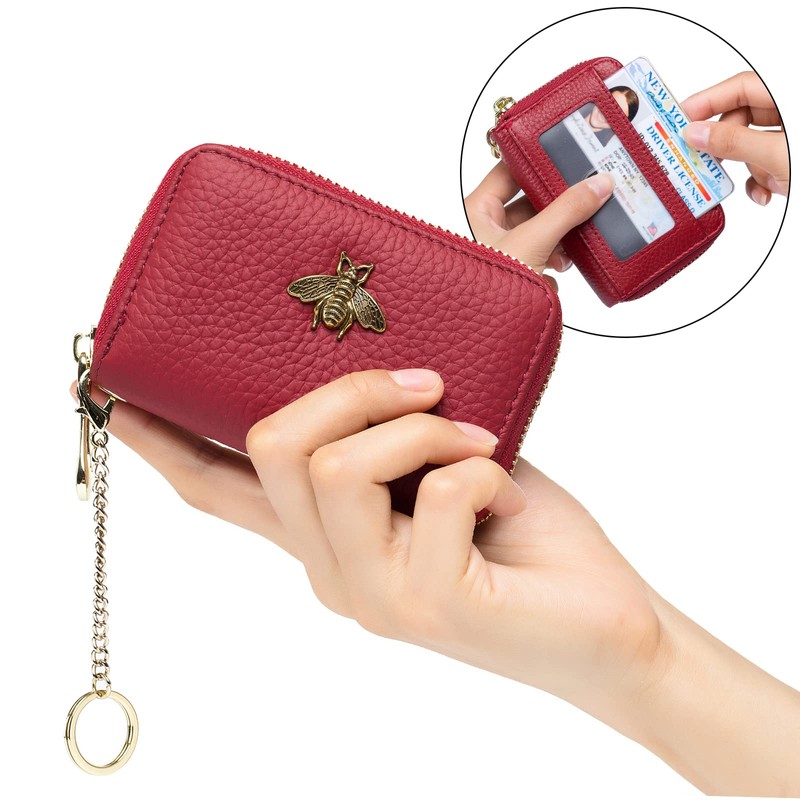 imeetu RFID Credit Card Holder, Small Leather Zipper Card Case