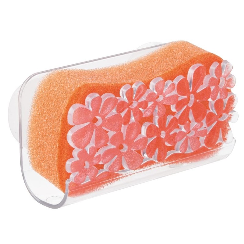 InterDesign Blumz Kitchen Sink Suction Holder for Sponges, Scrubbers, Soap