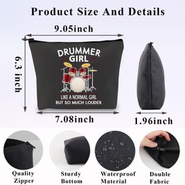 PLITI Drummer Girl Gift Drumming Gift Drum Player Gift Drummer Girl Like a Normal Girl But So Much Louder Drummer Makeup Bag (Drummer Girl bagblCA)