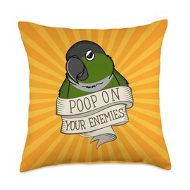 Parrot Poop On Your Enemies I Green Cheek Conure Throw Pillow