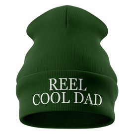 Purple Print House Reel Cool Dad Beanie Funny Fishing Tackle Slogan Hat for Fishermen Birthday Gift for Dad, One Size, Bottle